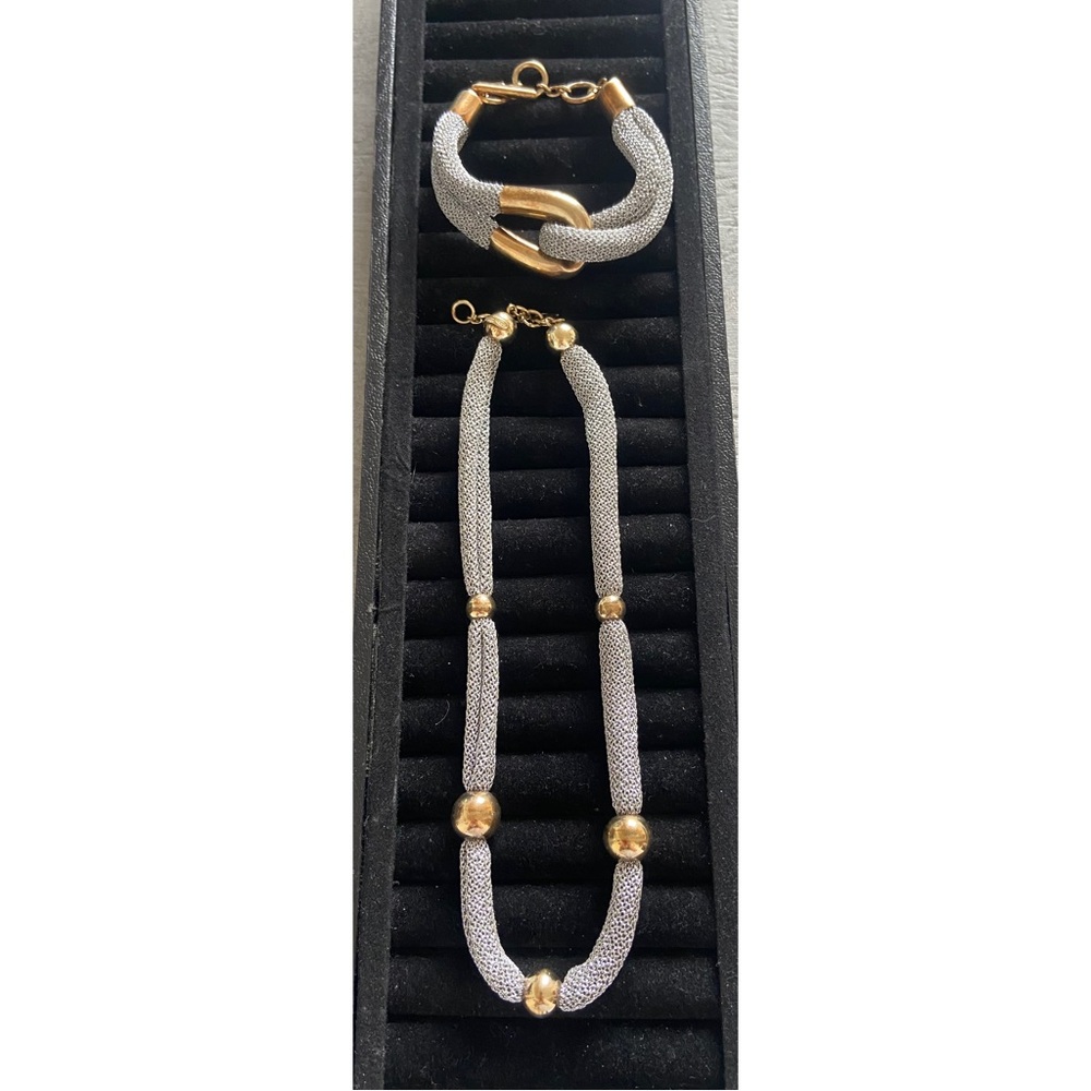 Adami & Martucci set 925 Sterling Silver Circles Mesh Necklace bracelet